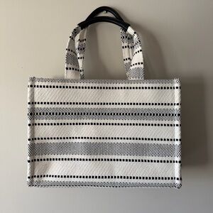 H&M Black and White Striped Tote